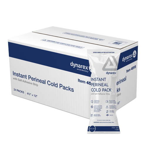 Dynarex Perineal Instant Cold Pack, Postpartum Ice Packs with Self-Adhesive Strip, 4.5 x 12, 24 Count