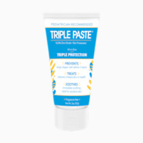 Triple Paste Diaper Rash Cream for Baby - 2 Oz Tube – Zinc Oxide Ointment Treats, Soothes & Prevents Diaper Rash, Pediatrician-Recommended Hypoallergenic Formula, Baby Essentials for Daily & Overnight