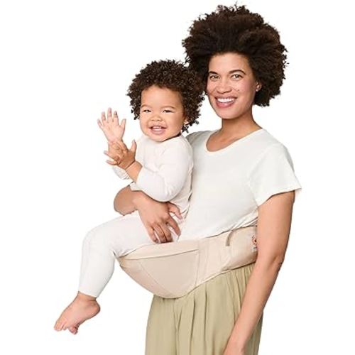 Ergobaby Ergonomic Baby Carrier Hip Seat with Storage, Comfortable Wide Waistbelt and Lumbar Support (17-45 lb) from The Brand Leader in Carriers, Lift Hip Seat, Natural Beige
