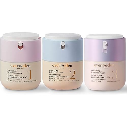 Evereden Protecting Baby Face Cream Series - No.1 Gel, No.2 Silk and No.3 Rich - Nourishing, Fragrance-Free Moisturizers for All Baby Skin Types & Climates