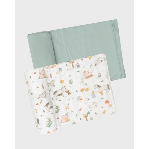 Boy's Farm Animal 2-Piece Blanket Set