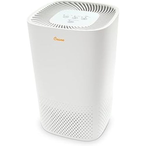 Crane Air Purifier with True HEPA Filter, UV Light, 250 Sq Feet Coverage, Timer Function, Sleep Mode, Washable Particle Filter, EE-5067