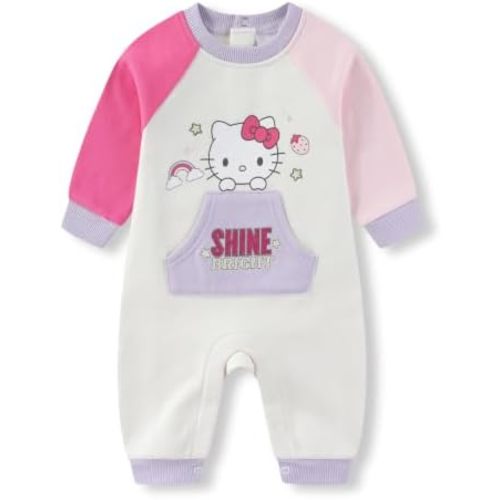 Hello Kitty Baby Girls Fleece Romper Coverall for Newborn and Infants