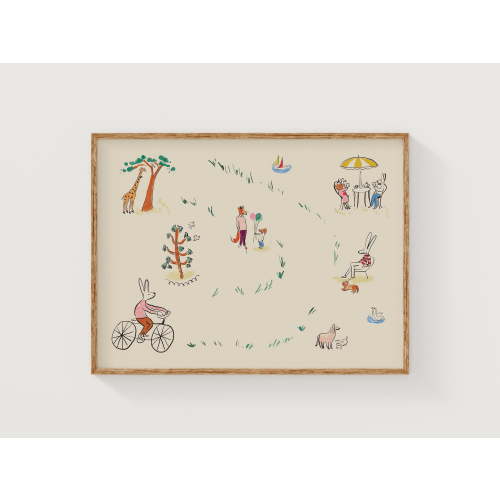 Vintage Ludwig Bemelman-Inspired Horizontal Gender Neutral Poster , Poster Print Only