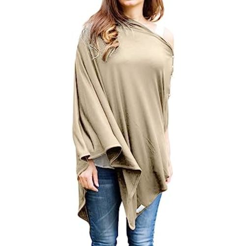 Byrd & Blume Maternity Nursing Cover Breathable Lightweight Breastfeeding Cover Wrap Shawl Scarf Poncho Full 360 (Latte, One size)