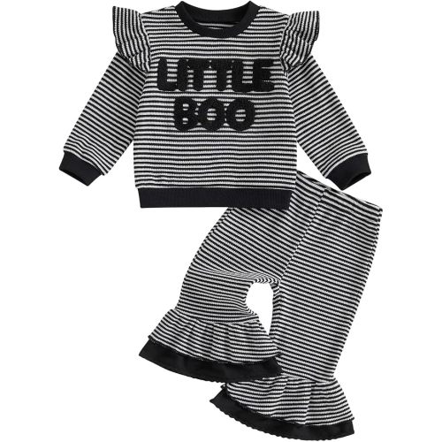 Toddler Baby Girl Fall Clothes Letter Sweatshirt Flared Pants Set