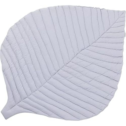Toddlekind Cotton Leaf Nursery Rug 45.7" x 34.3", Machine Washable Baby Playmat for Nursery Decor, Special Floor Mat for Baby Gifts, Crawling Mat for Tummy 0m+ (Gray)