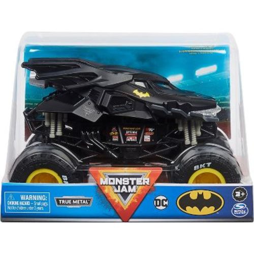 Monster Jam Official Batman Monster Truck - Retro Batmobile Collector 1:24 Scale Die-Cast Vehicle - Chrome Rims And BKT Tread Tires