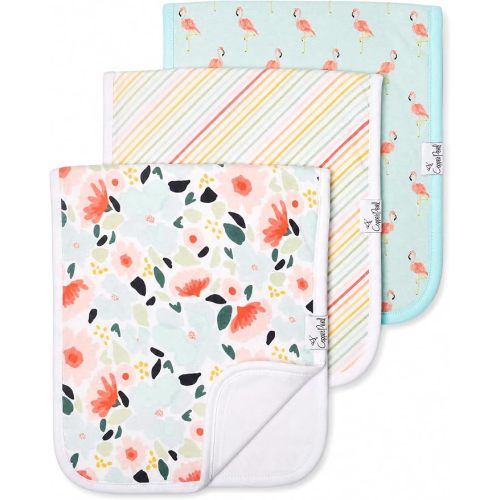Copper Pearl Premium Baby Burp Cloths - 3-Pack Large Cotton Burp Cloths, Extra Soft Spit Up Rags with 3 Absorbent Layers, Perfect for Baby Girl Gifts (21" x 10" Size, Leilani Set)