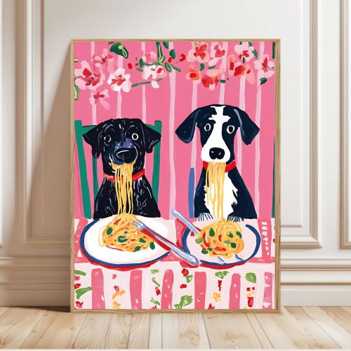 Playful Dog Wall Art, Colorful Funny Pet Print, Vibrant Dopamine Decor for Home