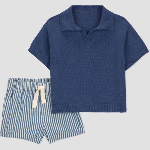 Carter's Just One You® Baby Boys' 2pc Sweater Top and Shorts Set - Navy Blue 3M