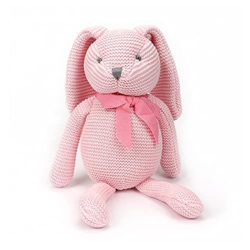 FLUFFYFUN Organic Baby Toys Pink Bunny Rabbit Stuffed Animal 7.1"