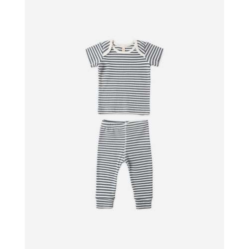 Ribbed Short Sleeve Tee + Legging Set Ocean Stripe
