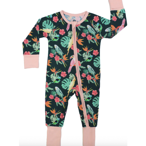 Isla Botánica Tropical Birds Bamboo Convertible Footie Romper
