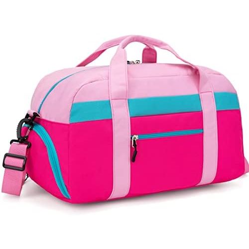 Kids Duffle Bag for Boys or Girls, Fit Sports Practice, or Overnight Travel Weekend (Pink)