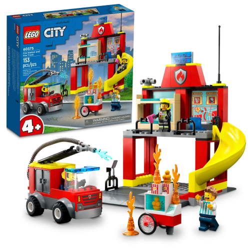 Free Shipping! LEGO Fire Station and Fire Engine 60375 for Kids Age 4+ with Minifigures Educational Vehicle Toys