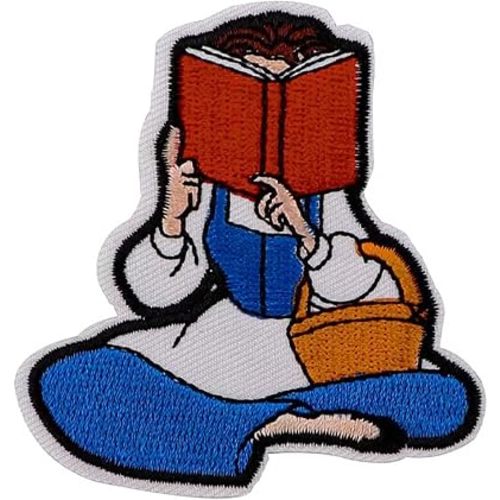 Beauty Beast Princess Belle Reading Book 2.83 Inches Tall Embroidered Patch
