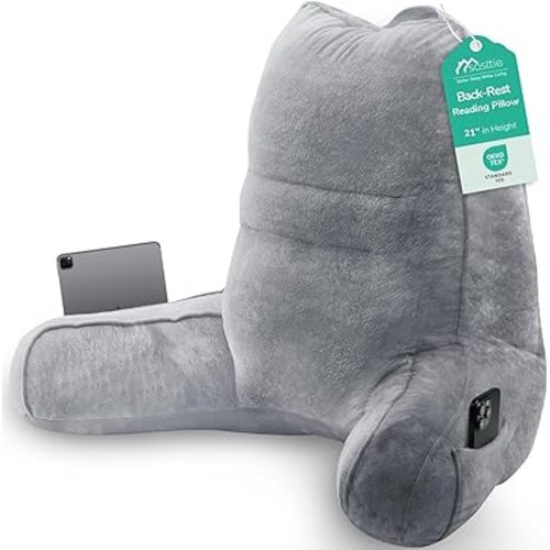 Sasttie Reading Pillow, Pillows for Reading or Relaxing – Ergonomic Support for Head, Neck, Back, and Lumbar, 21-Inch, Dark Grey