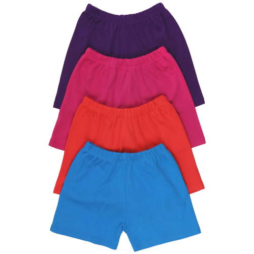 ToBeInStyle Girl's 4-Pack Relaxed Casual Ultra-Soft Cotton Shorts - Vibrant - 0-3 Months Old