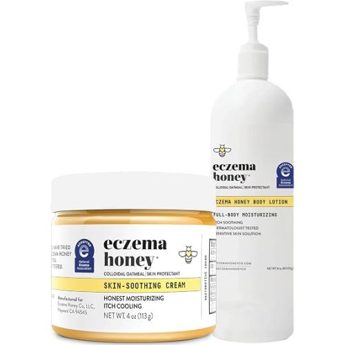 ECZEMA HONEY Original Skin-Soothing Cream & Oatmeal Body Lotion - Bundle for Sensitive Skin - Cruelty Free