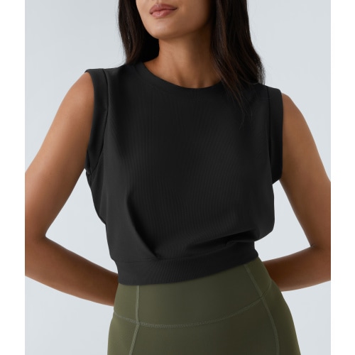 Patitoff™ Flow Pet Hair Resistant Crew Neck Sleeveless Cropped Yoga Tank Top