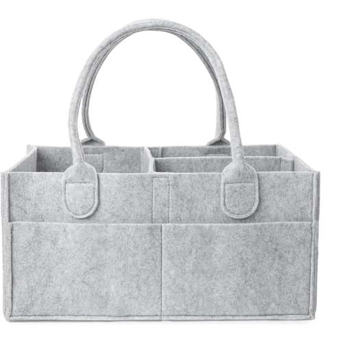 Baby Felt Storage Nursery Organizer Basket Infant Diaper Bag with Handle Caddy Changing Nappy Kids Storage Carrier Large Pocket