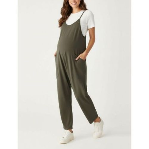 Women's Sleeveless Relaxed Fit Maternity Jumpsuit - Deep Depths - Size: Large - Motherhood Maternity