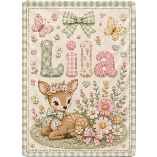 Personalized Baby Blanket With Name, Custom Baby Blankets, Deer Design
