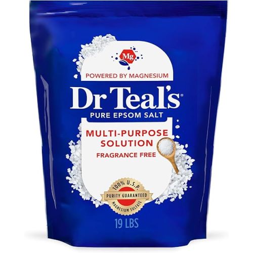 Dr Teal's Pure Epsom Salt Multipurpose Solution, Fragrance Free, Bulk Size - 19 lbs