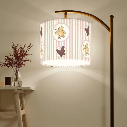 Winnie the Pooh Nursery Light Baby Shower Gift New Mom Present Floor Lamp Pooh Bear Butterfly Pink Stripe Ambient Lighting Kid Room Decor