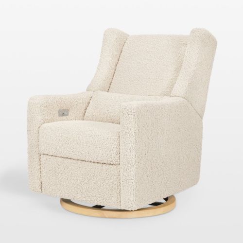 Babyletto Kiwi Ivory Boucle Nursery Power Glider Recliner Chair with Gold Base