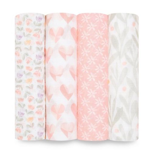 aden + anais essentials 4pk Cotton Muslin Swaddle Blankets