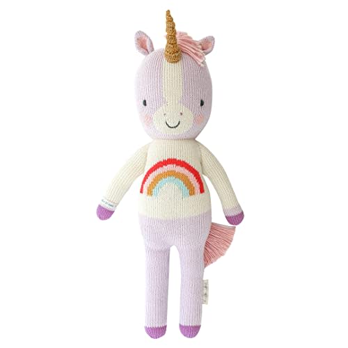 cuddle + kind Zoe the Unicorn Little 13" Hand-Knit Doll – 1 Doll = 10 Meals, Fair Trade, Heirloom Quality, Handcrafted in Peru, 100% Cotton Yarn
