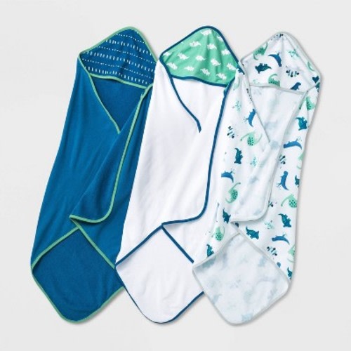Baby Boys' 3pk Dino Hooded Towel - Cloud Island™ Blue