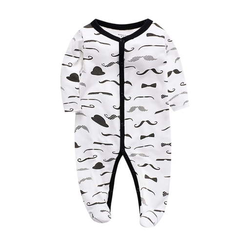 ATAIKU Infant Baby Boys' Sleep and Play Footed Pajamas One-Piece Sleeper Button Romper Jumpsuit Cotton PJs For Newborn