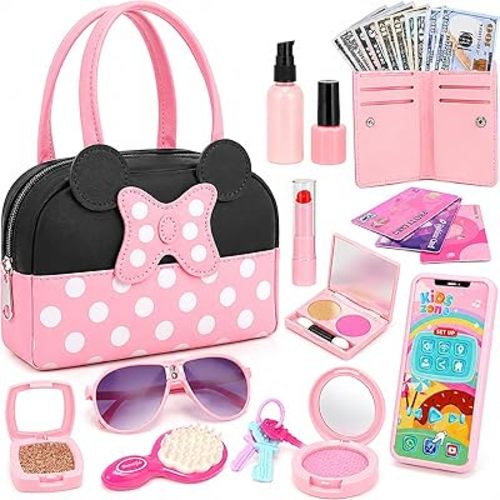 Mytothfy Pretend Play Purse for Little Girls, Toddler Purse Makeup Set Toys