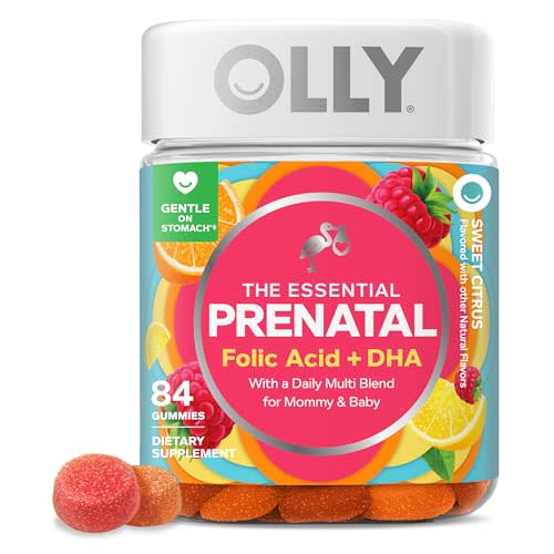 OLLY Prenatal Multivitamin Gummy, Daily Blend for Mommy & Baby - 84 Count | Women's Wellness Support, Folic Acid, Omega 3 DHA, Vitamin D, Gluten Free, No Synthetic Colors, No Synthetic Flavors