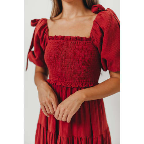 Elena 100% Cotton Midi Dress in Rust - Bump Friendly & Inclusive Sizing