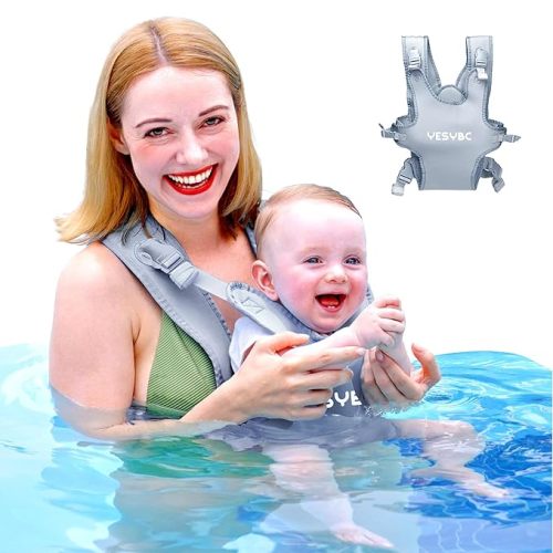 Baby Carrier, Dual-Use Adjustable Baby Sling Support Infant Chest Holder with Drawstring Backpack for Newborn to Toddler 13-33 lbs Swimming Pool Beach Land (Grey)