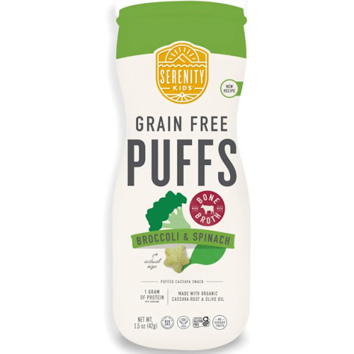 Serenity Kids Organic Cassava Broccoli & Spinach Baby Veggie Puffs - 1.5 Oz, (6-Pack)