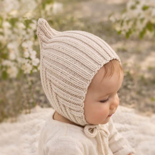 Organic Merino Wool Baby Pixie Hat, Knit Newborn Beanie