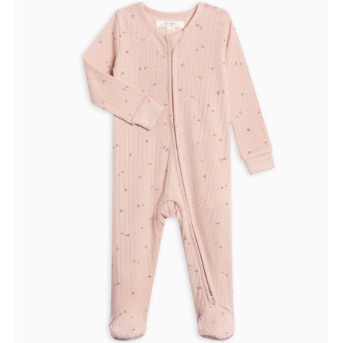 Maya Brushed Back Pointelle Footed Zipper Sleeper 0-3