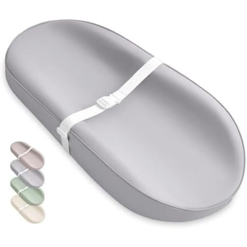 Blissful Diary Vegan Leather Baby Changing Pad with Waterproof & Wipe-Clean PU Cover, Avocado Size Cozy Diaper Changing Pad for Dresser and Table, Light Gray