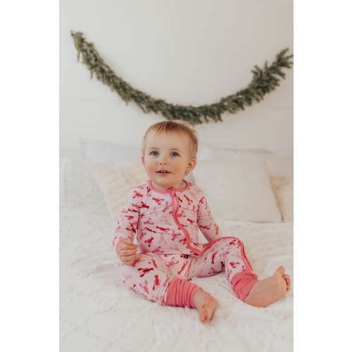 Becka Maine Pink Lobster Zippy Romper – Bamboo Double Zipper Baby Sleeper – Bailey Baby Co.