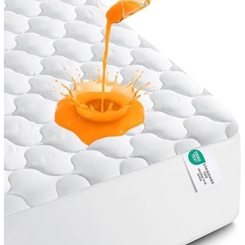 Utopia Bedding Waterproof Mattress Protector, Full Mattress Pad, Noiseless Quilted Fitted Cover with Deep Pocket Stretches up to 16 Inches (White)