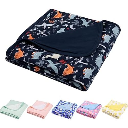Supersoft Baby Blankets for Girls Boys, Rayon Made from Bamboo Baby Quilt - Breathable & Hypoallergenic Blanket for Bedding Crib Stroller 30"x40" (Dinosaur World)