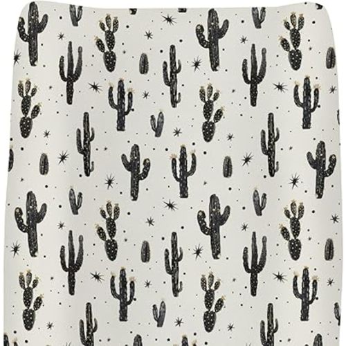 Minimalist Boho Cactus Baby Changing Pad Covers for Boys Girls Vintage Cactus Fitted Change Table Covers Mats Wild West Desert Plant Soft Diaper Changing Pad Sheets for 32''×16'' Contoured Pad