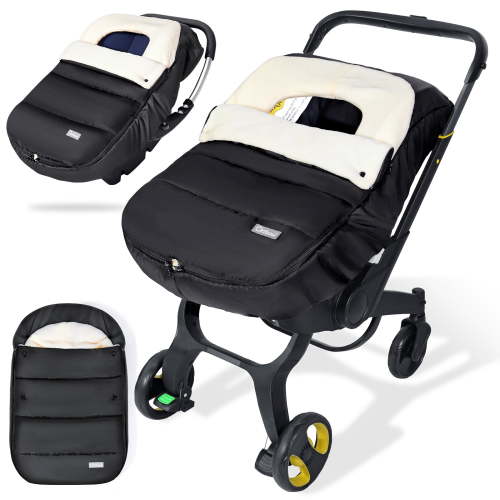 Orzbow Car Seat Covers for Babies Winter, Universal Baby Car Seat Cover with Adjustable Collar, Waterproof Carseat Cover with Zipper, Warm Coral Fleece, Detachable and Machine Washable, Black