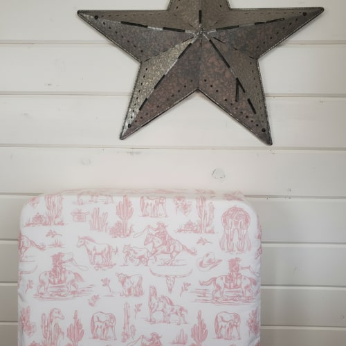Dusty Rose Cowgirl Toile Crib Sheet – DBC Baby Bedding Co