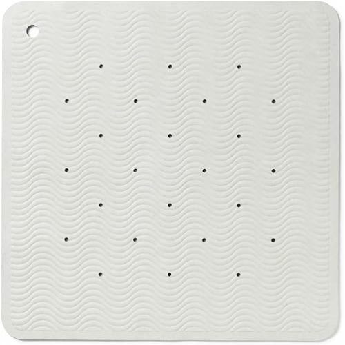 HEVEA Natural Rubber Wave Bath Mat – Square 21x21 in - Non-Slip Shower & Bathtub Mat with 364 Suction Cups, Plastic-Free & Biodegradable (Marble)